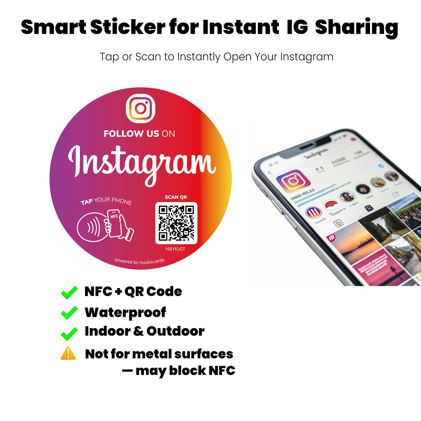 NFC Instagram QR Code Stickers (3 Pack)