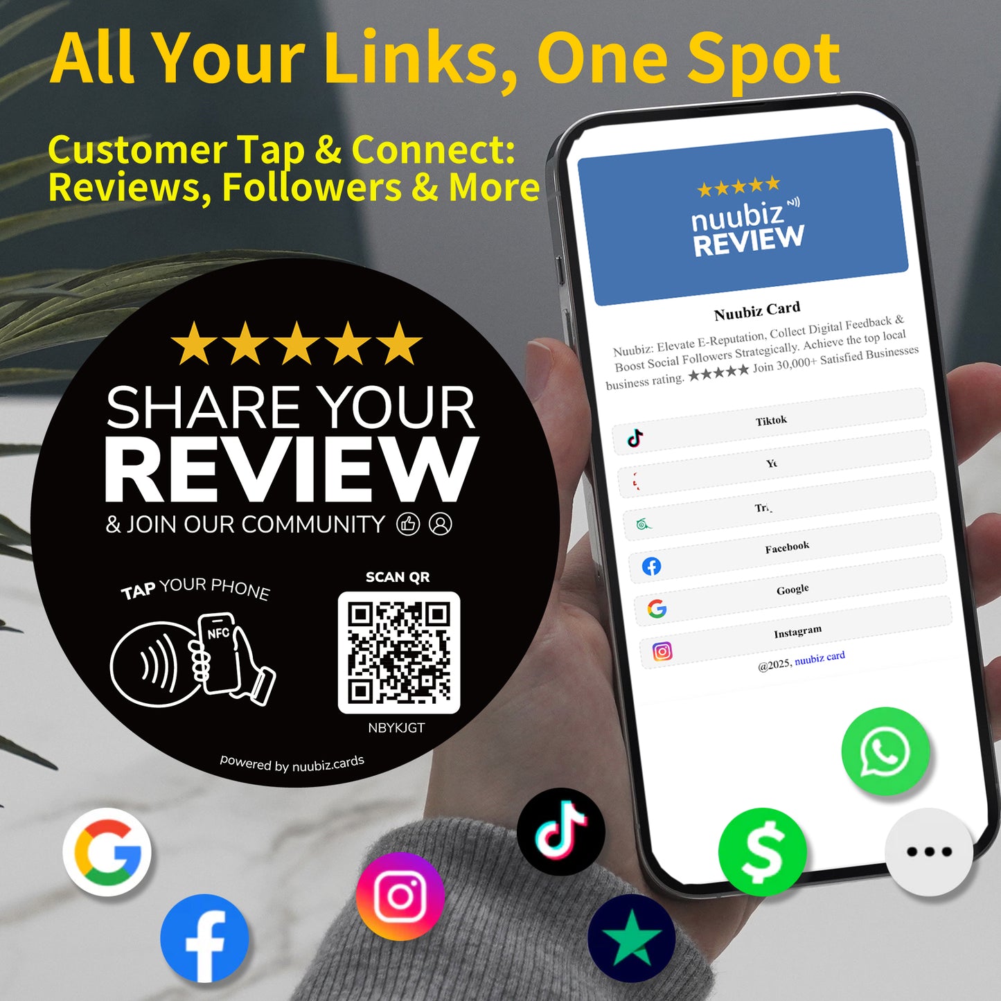 Multi-link Review & Social Media Sticker Decal(3 Pack)