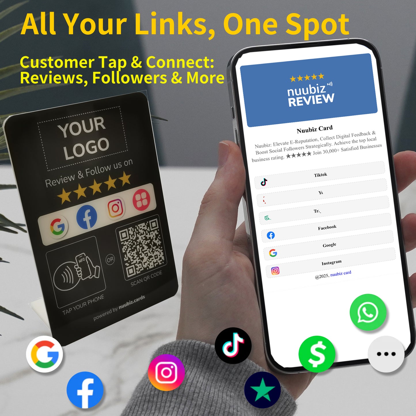 Custom Multilink Review & Social Media Sign Stand
