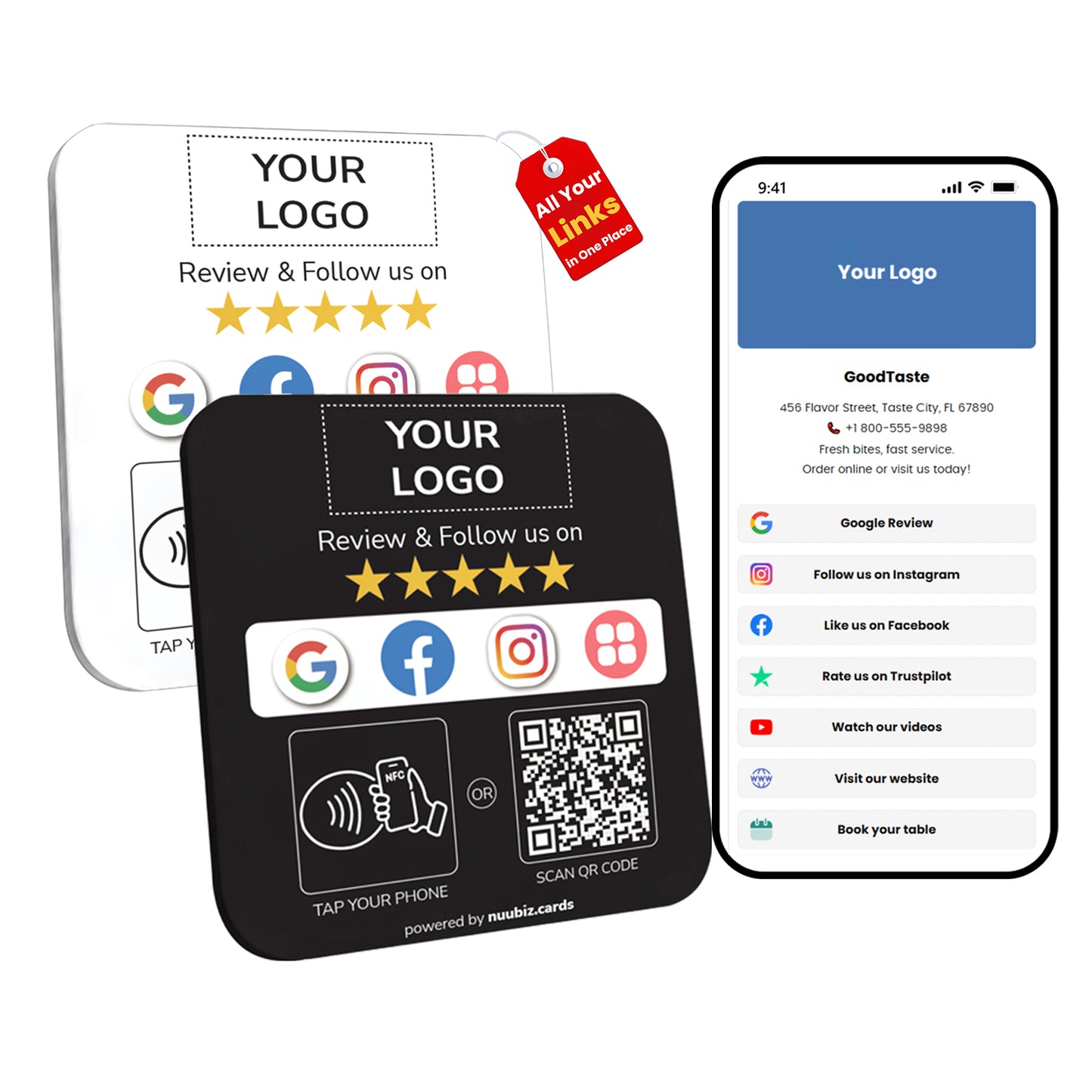 Custom Multilink Review & Social Media Sign Plate