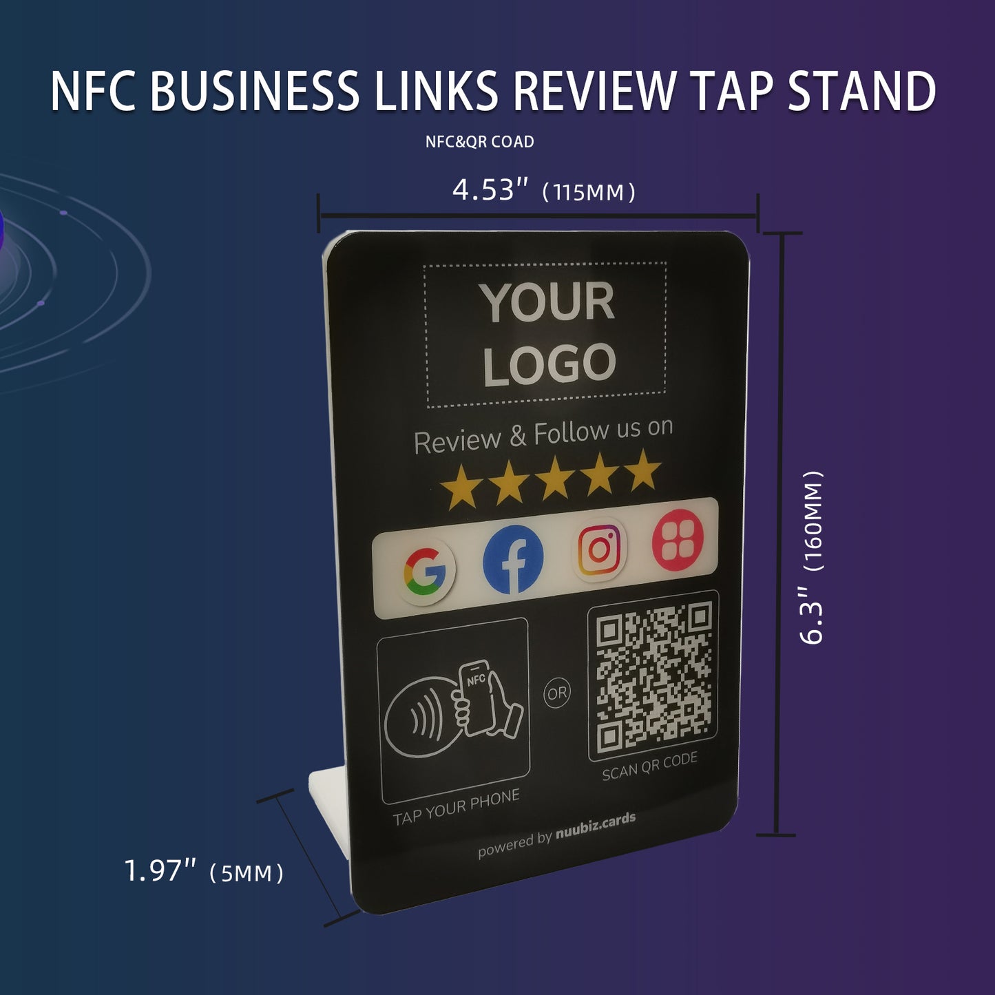 Custom Multilink Review & Social Media Sign Stand