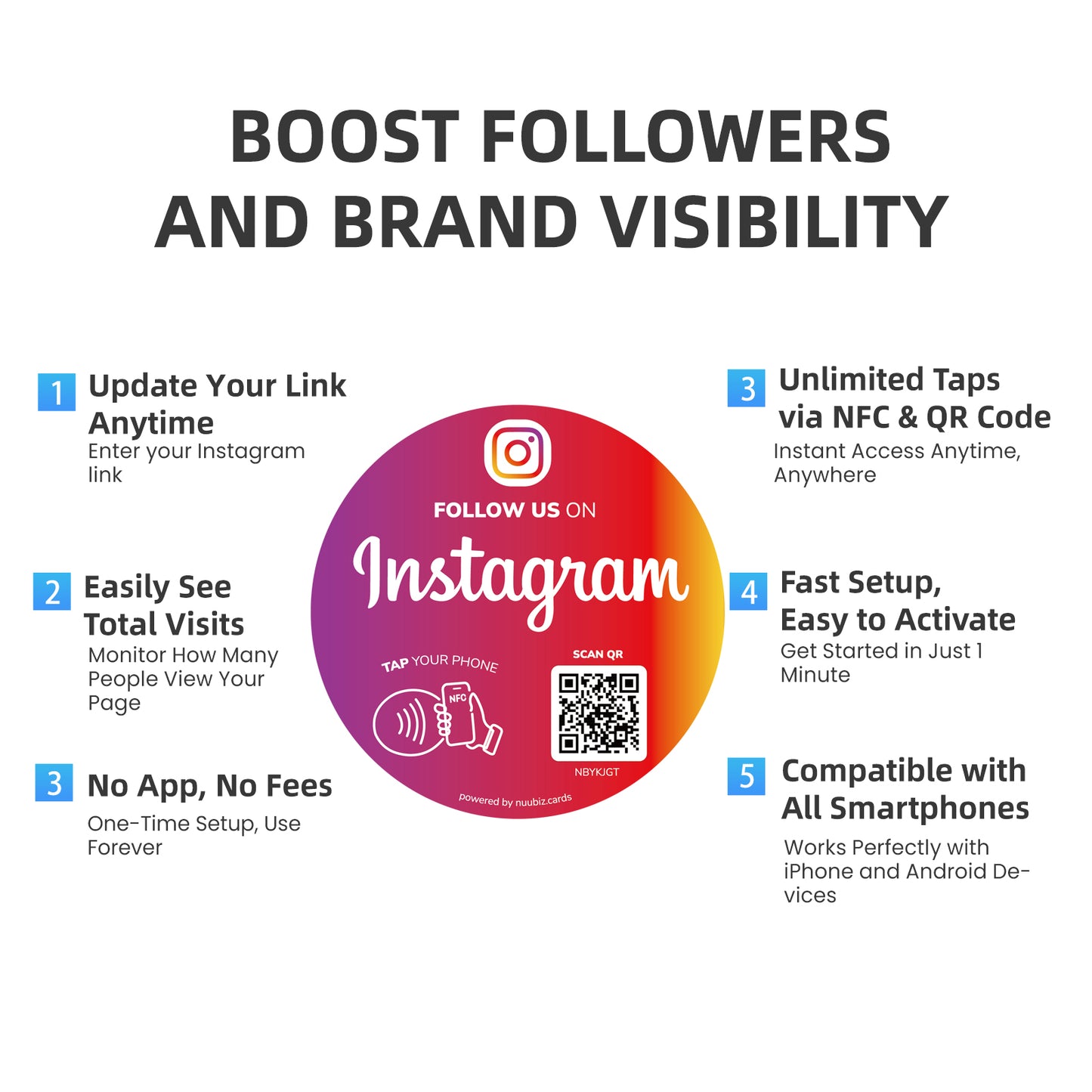NFC Instagram QR Code Stickers (3 Pack)