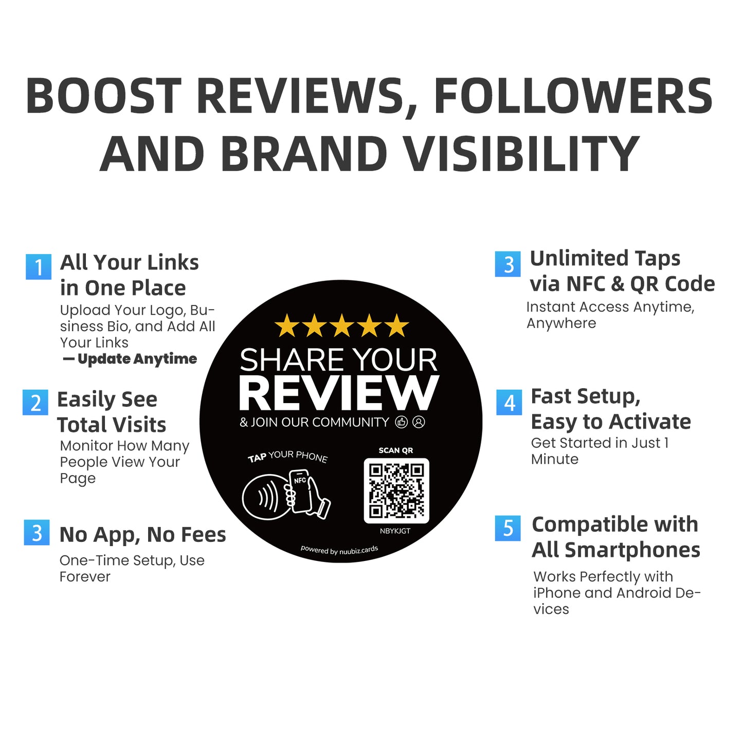Multi-link Review & Social Media Sticker Decal(3 Pack)