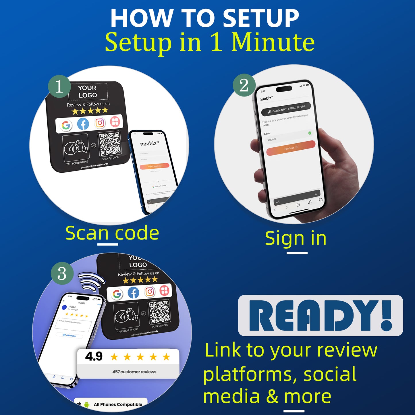 Custom Multilink Review & Social Media Sign Plate