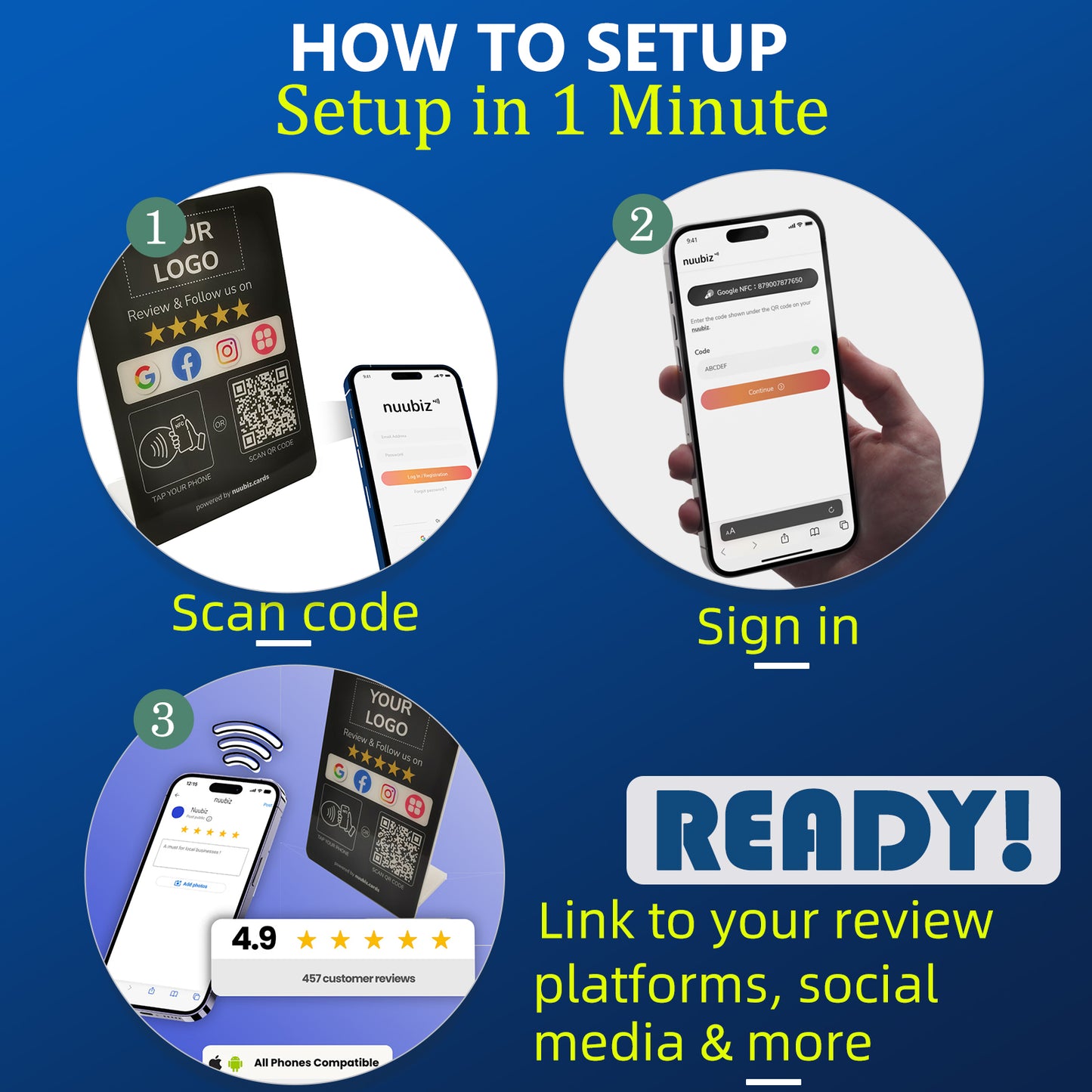 Custom Multilink Review & Social Media Sign Stand