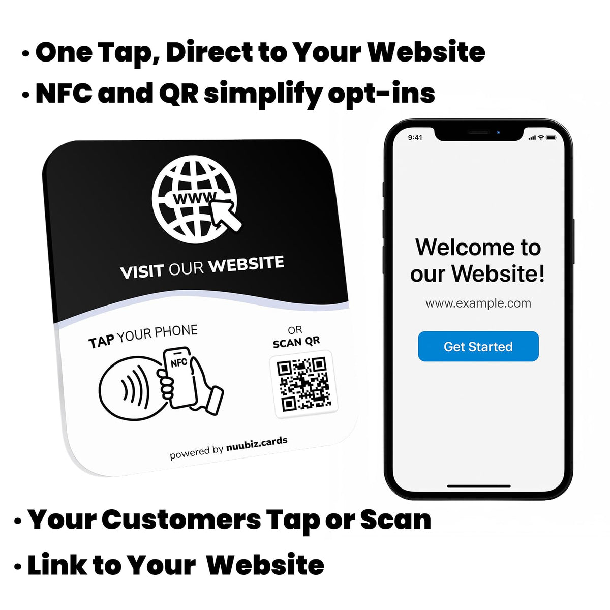 NFC Business QR Code Sign Plate for Website or Social Media