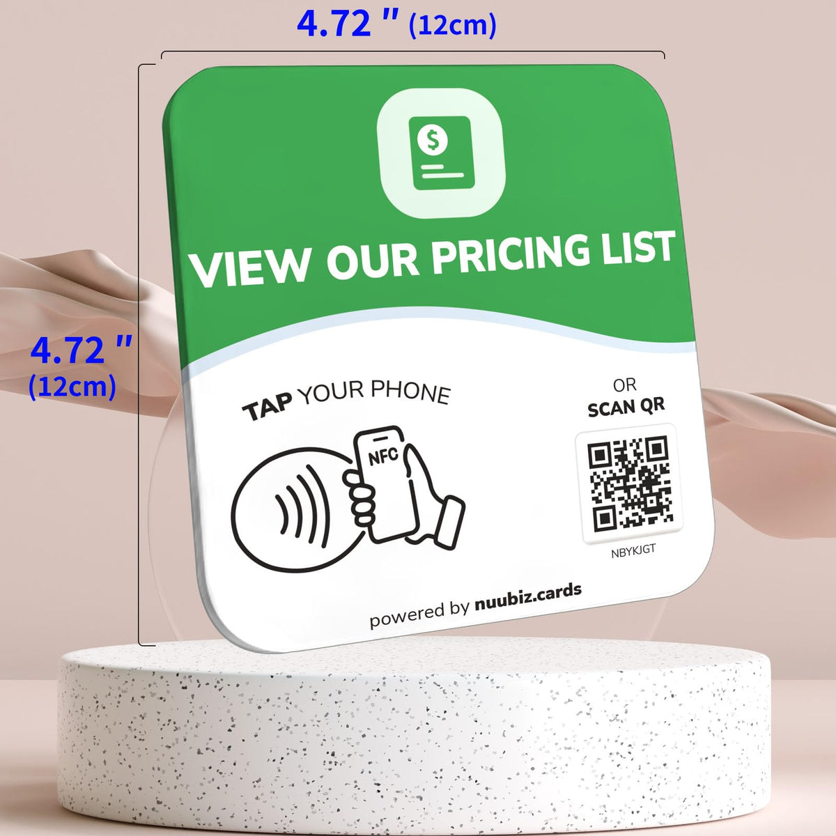 NFC Business QR Code Sign for Viewing Your Pricing