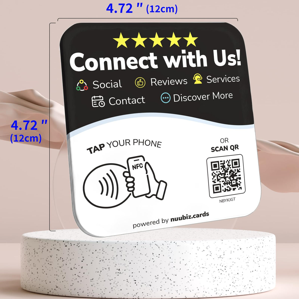 Multilink Review Tap Card for Google & Social Media Sign,NFC QR Sign Plate