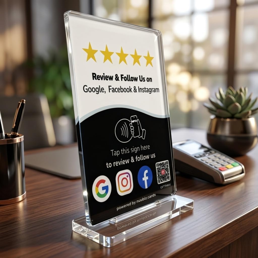Multllink Review Tap Card Stand for Google with Social Media Sign