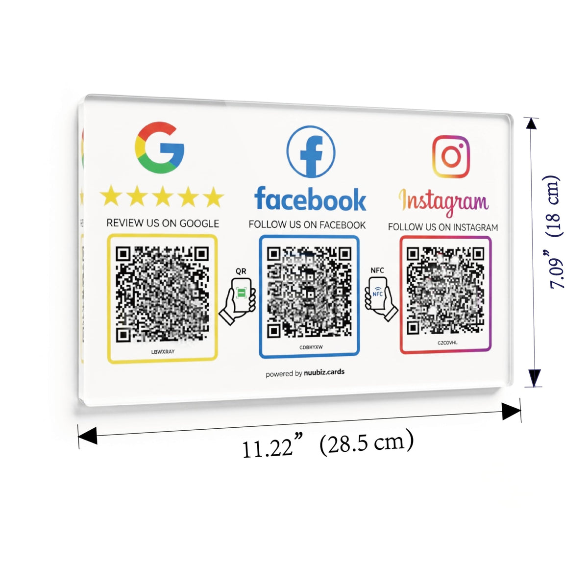 NUUBIZ Review Plate for Google, Social Media Sign for Instagram & Facebook