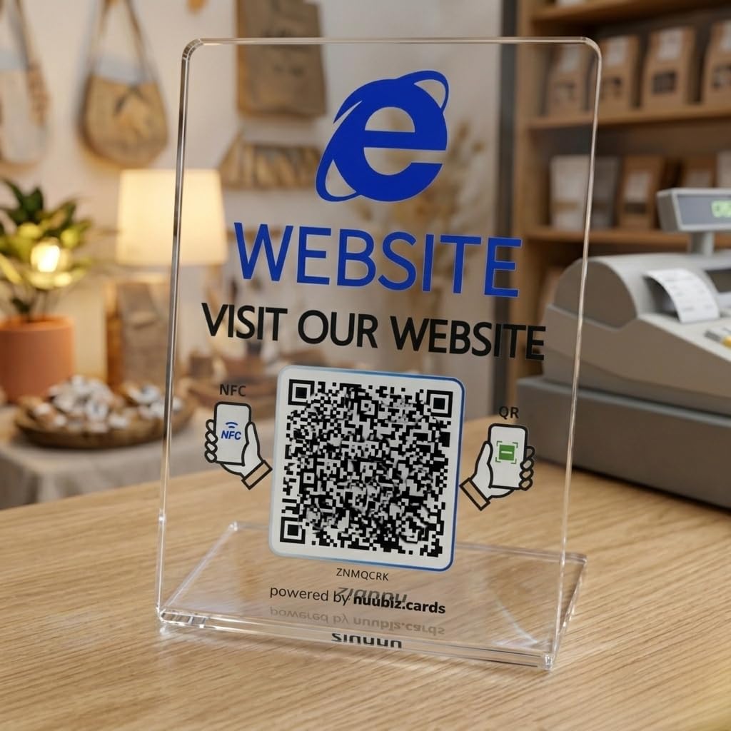 Acrylic NFC Business QR Code Stand,Tap to Open Website or Social Media Link