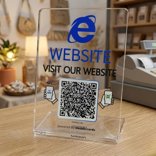 Acrylic NFC Business QR Code Stand,Tap to Open Website or Social Media Link