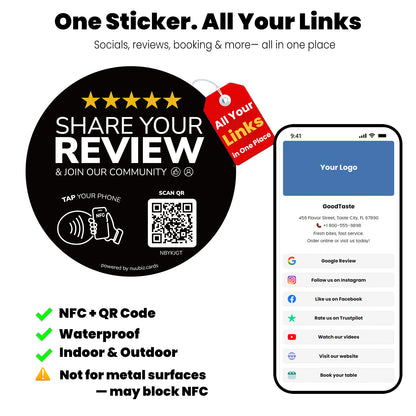 Multi-link Review & Social Media Sticker Decal(3 Pack)