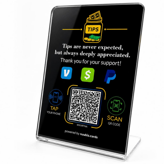 Tip Jar Stand with NFC QR Code Sign for Venmo Cash App PayPal