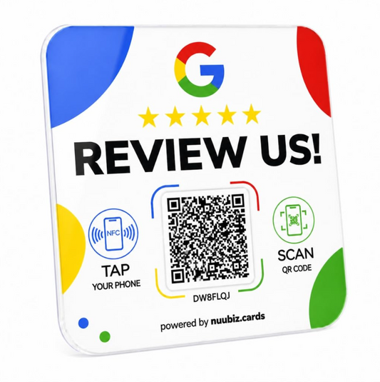 Tap NFC Review Card Plate for Google wtih QR Code - Review Us QR Code Sign