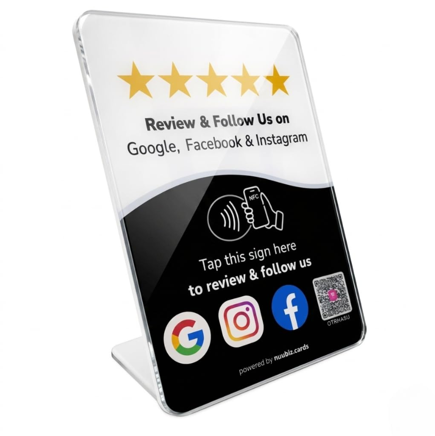 Review Tap Card Stand for Google with Social Media Sign,Large: 6.3" * 4.45"