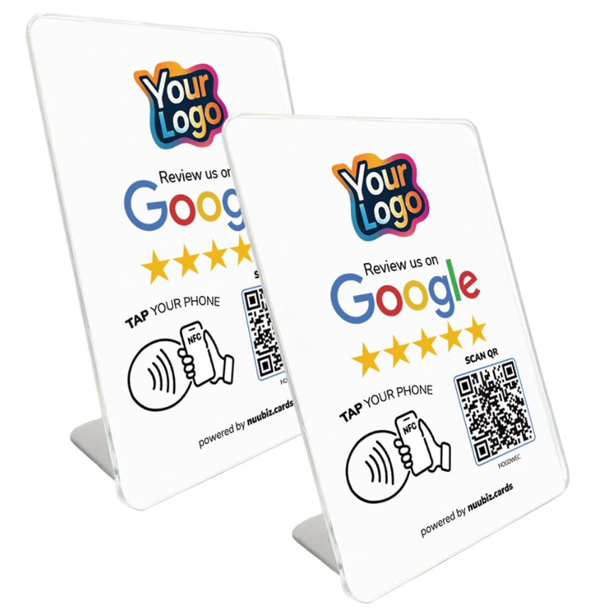 NUUBIZ Custom Review Tap Card Stand for Google with NFC & QR(2 PCS)