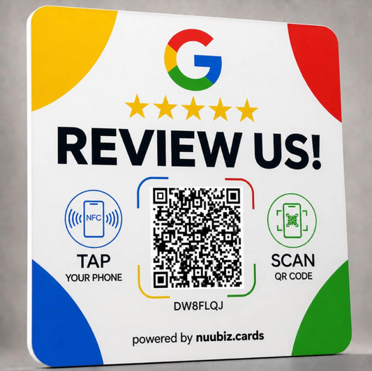 Tap NFC Review Plate for Google with QR Code (Larger:7.09 × 7.09")