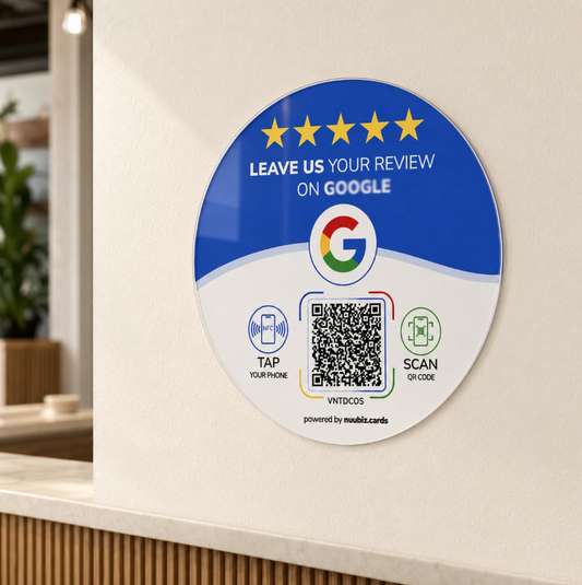 NFC Review Tap Card Plate for Google, for Business Counter, Door & Wall