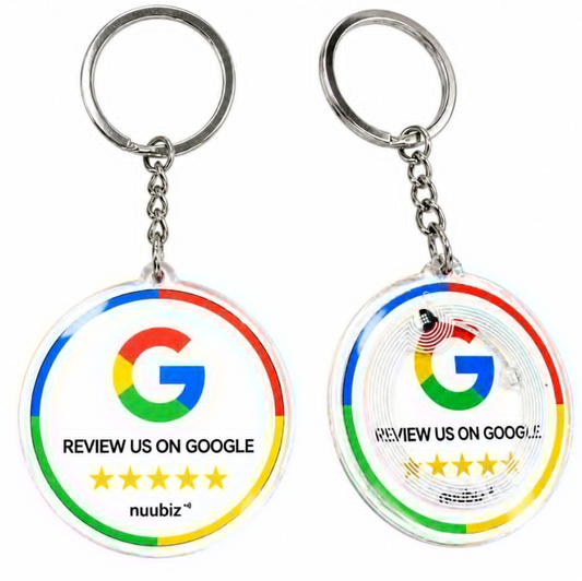 NUUBIZ Review Tap Card Keychain for Google, Smart NFC Review Us QR Code Sign Loop, Reusable Tap & Scan Touchpoint for Small Business, No App or Subscription Fees