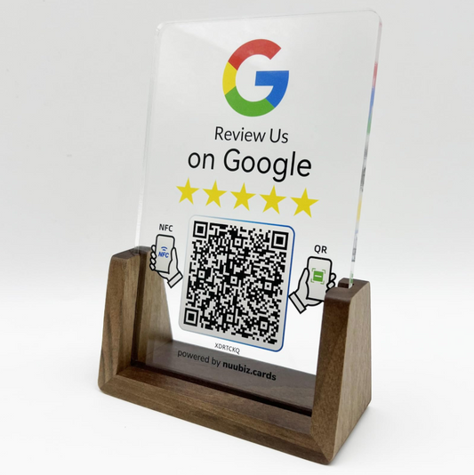 NFC Review Stand for Google, Tap to Review Us Sign with QR Code