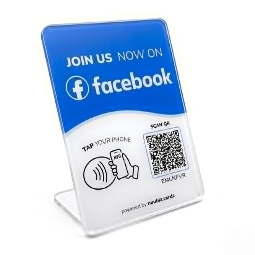 NUUBIZ Social Media QR Code NFC Stand for Facebook (Large: 6.3 * 4.45 in)