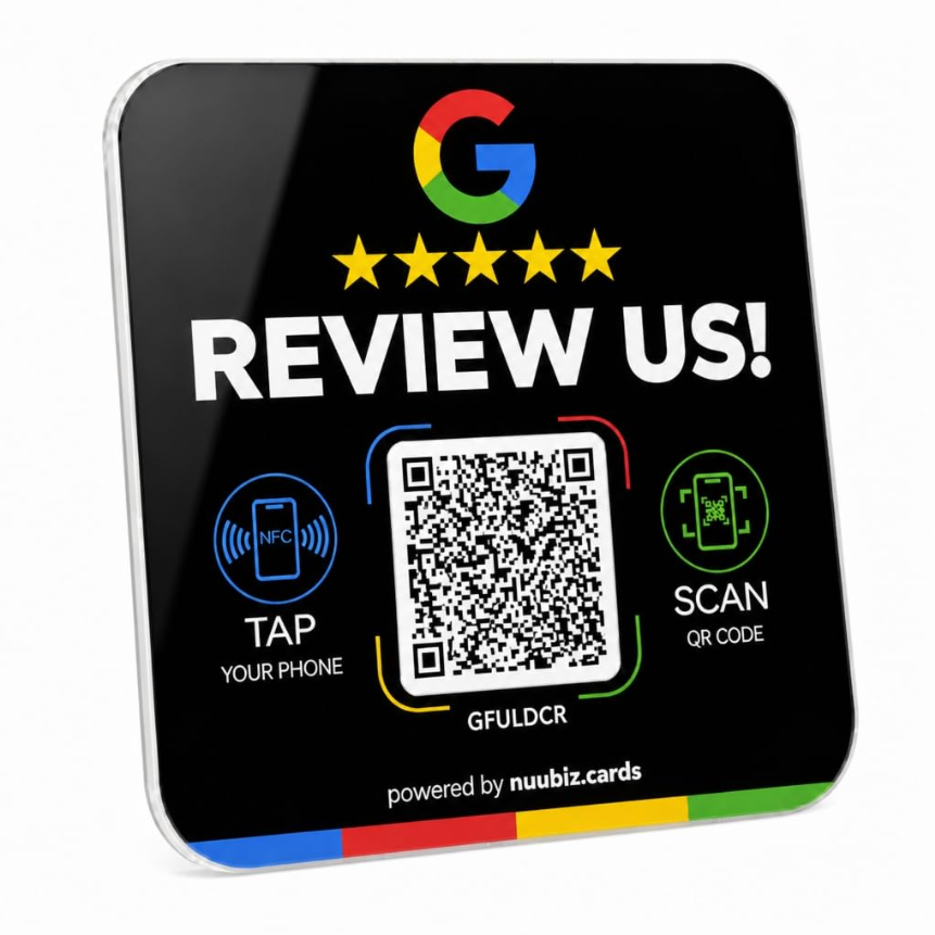 Tap NFC Review Plate for Google with QR Code,Review Us Sign