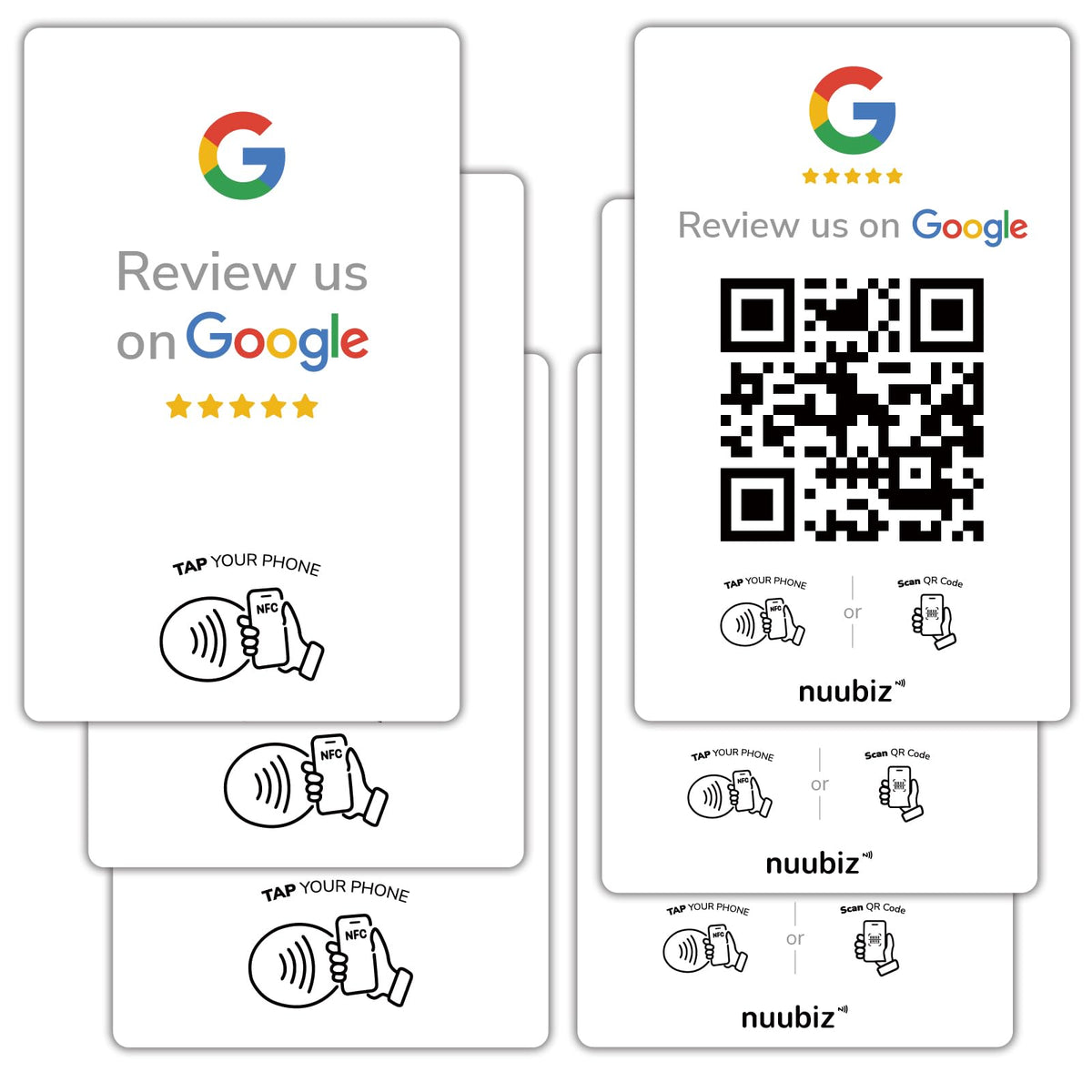 NUUBIZ Review Tap Card for Google (3 PCS)- NFC & QR Code Sign