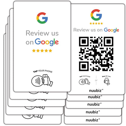 NUUBIZ Review Tap Card for Google - NFC & QR Code Sign(5 PCS)