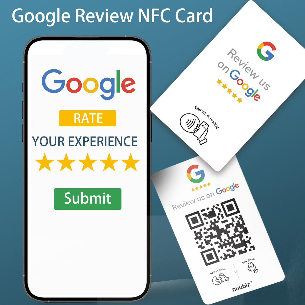 NUUBIZ Review Tap Card for Google (3 PCS)- NFC & QR Code Sign