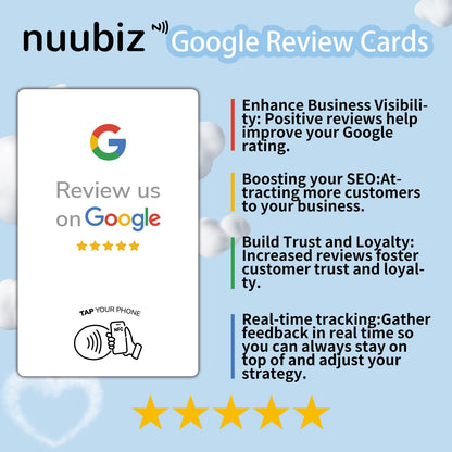 NUUBIZ Review Tap Card for Google (3 PCS)- NFC & QR Code Sign