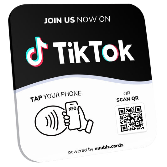 NUUBIZ NFC Social Media Sign Plate wiht QR Code Sign - Compatible with Instagram, Social Media, Facebook, Tk, Website - Reusable Taps - Get More Followers & Reviews - Adhesive & Stand (insplate, 1)