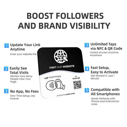 NFC Business QR Code Sign Plate for Website or Social Media