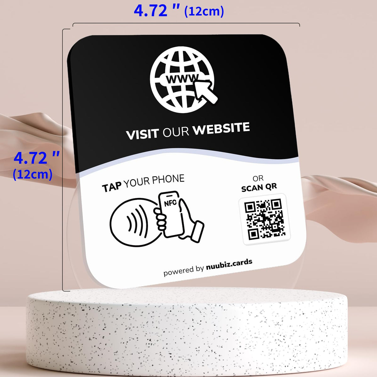 NFC Business QR Code Sign Plate for Website or Social Media