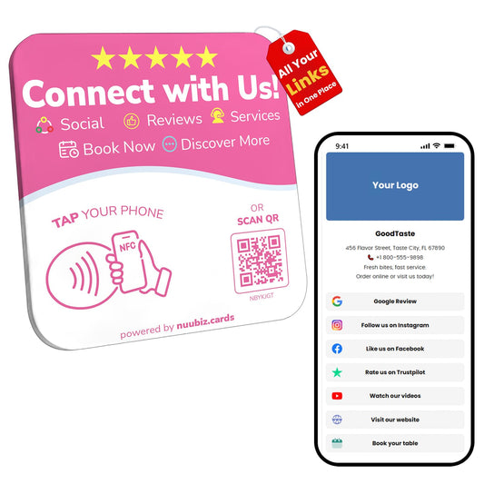Multilink Tap or Scan to Connect with Us,Review Tap Card Plate for Google