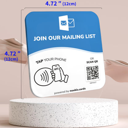 NFC Business QR Code Sign for Joining Your Mailing List