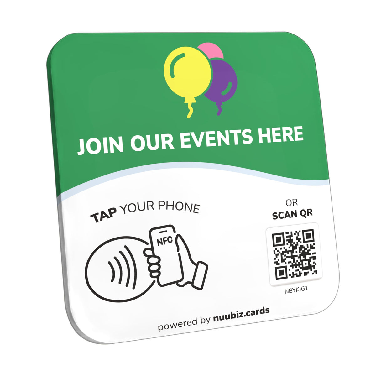 NFC Business QR Code Sign for Viewing Your Events