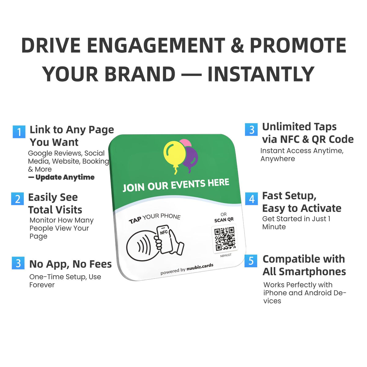 NFC Business QR Code Sign for Viewing Your Events