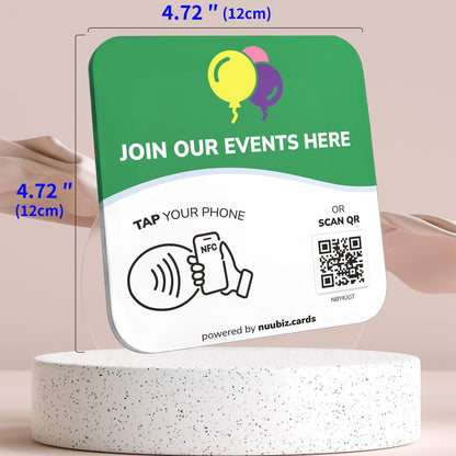 NFC Business QR Code Sign for Viewing Your Events