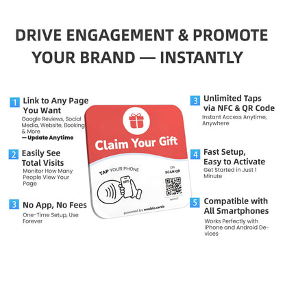 NFC Business QR Code Sign for Claiming Your Gifts