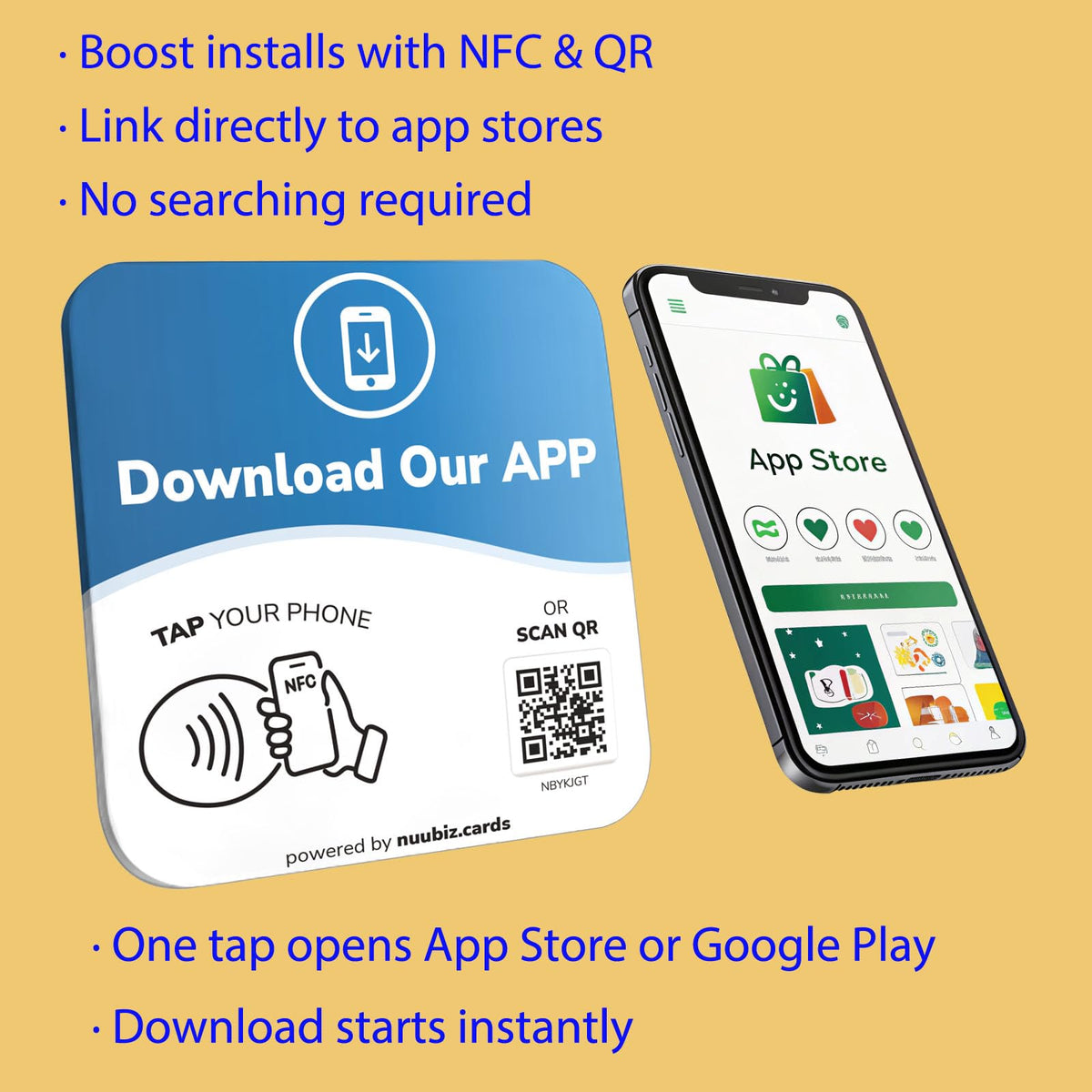 NFC Business QR Code Sign for App Downloads
