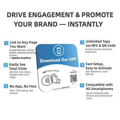 NFC Business QR Code Sign for App Downloads