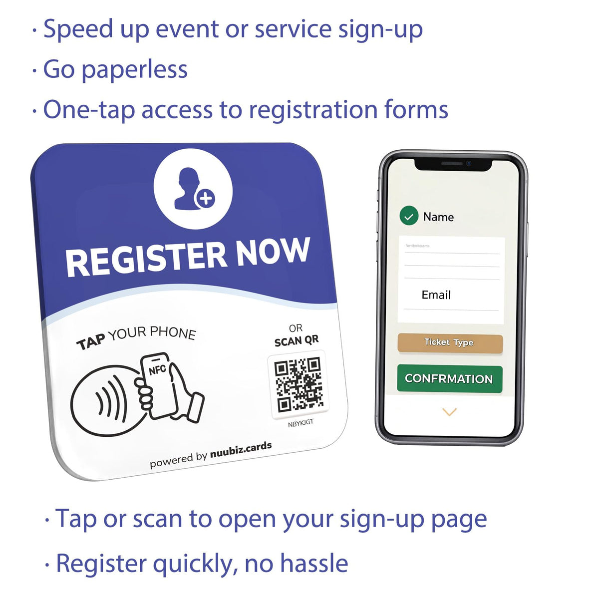 NFC Business QR Code Sign for Registering New Users