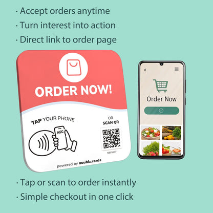 NFC Business QR Code Sign for Placing Online Orders