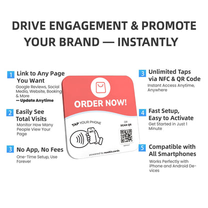 NFC Business QR Code Sign for Placing Online Orders