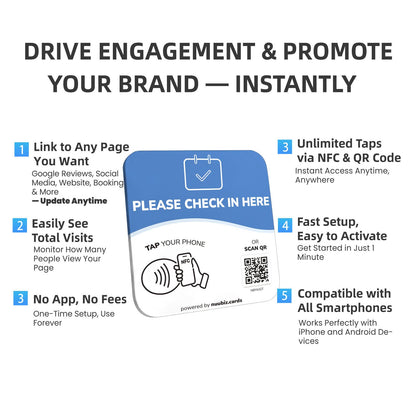 NFC Business QR Code Sign for Customer Check