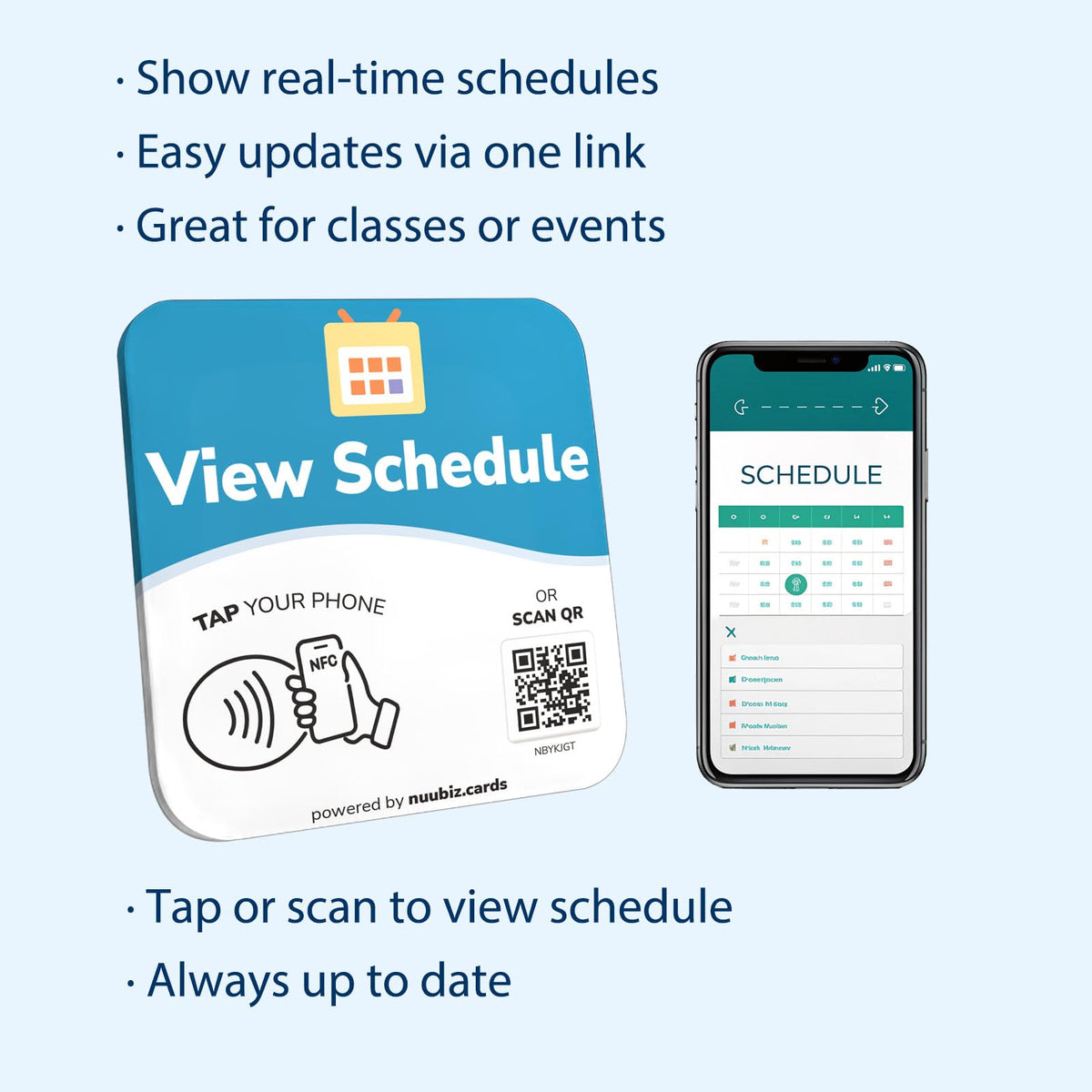NFC Business QR Code Sign for Viewing Your Schedule
