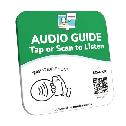 NFC Business QR Code Sign for Launching an Audio Guide