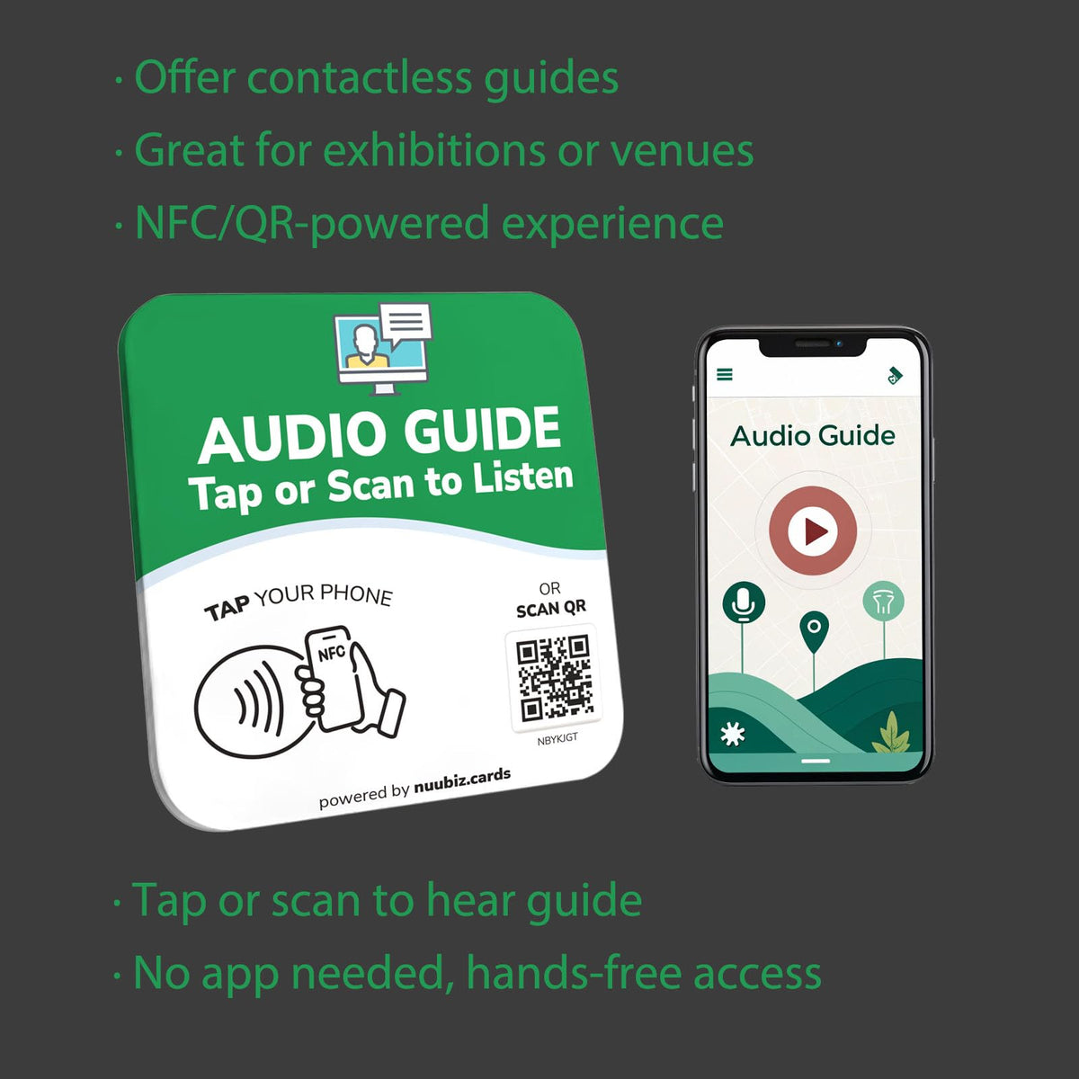 NFC Business QR Code Sign for Launching an Audio Guide