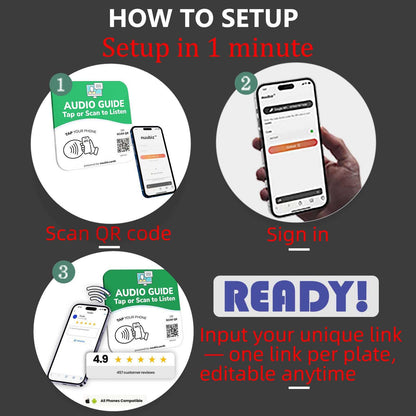 NFC Business QR Code Sign for Launching an Audio Guide